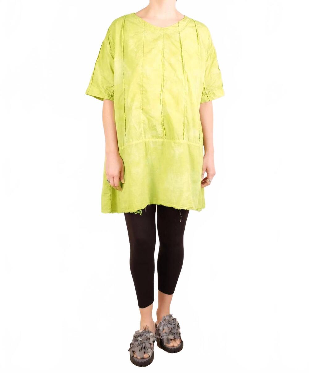 NEW BACI mixed material tunic in lime